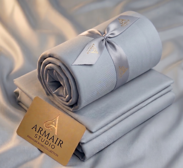 Unstitched Premium Boski Wash & Wear Suit for Men - Ash Grey Light Color | Armair Studio
