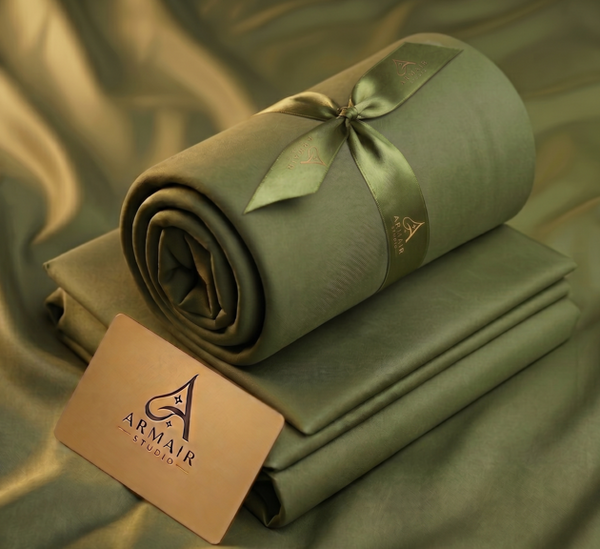 Unstitched Premium Boski Wash & Wear Suit for Men - Moss Green Color | Armair Studio