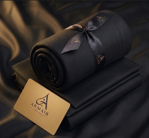 Unstitched Premium Boski Wash & Wear Suit for Men - Black Color | Armair Studio