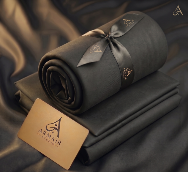 Unstitched Premium Boski Wash & Wear Suit for Men - Charcoal Olive Color | Armair Studio